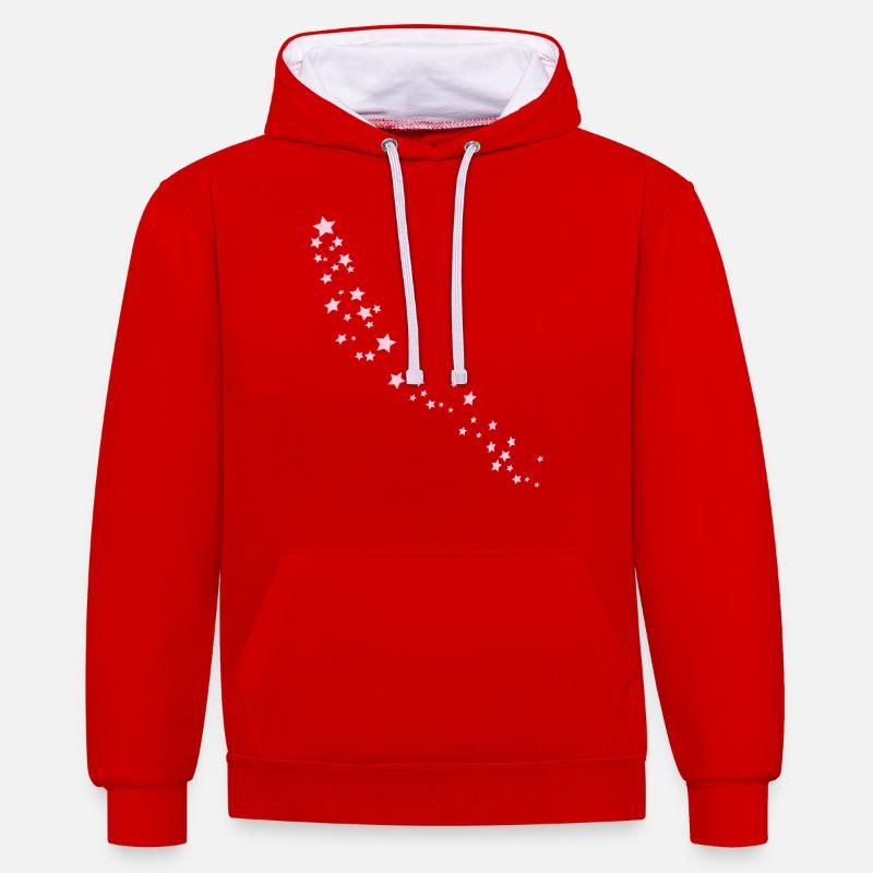 Étoile Rose - Sweat à capuche contrasté - rouge/blanc
