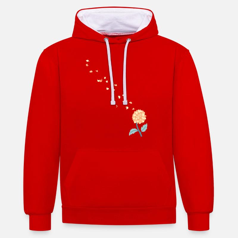 Fleur - Sweat à capuche contrasté - rouge/blanc