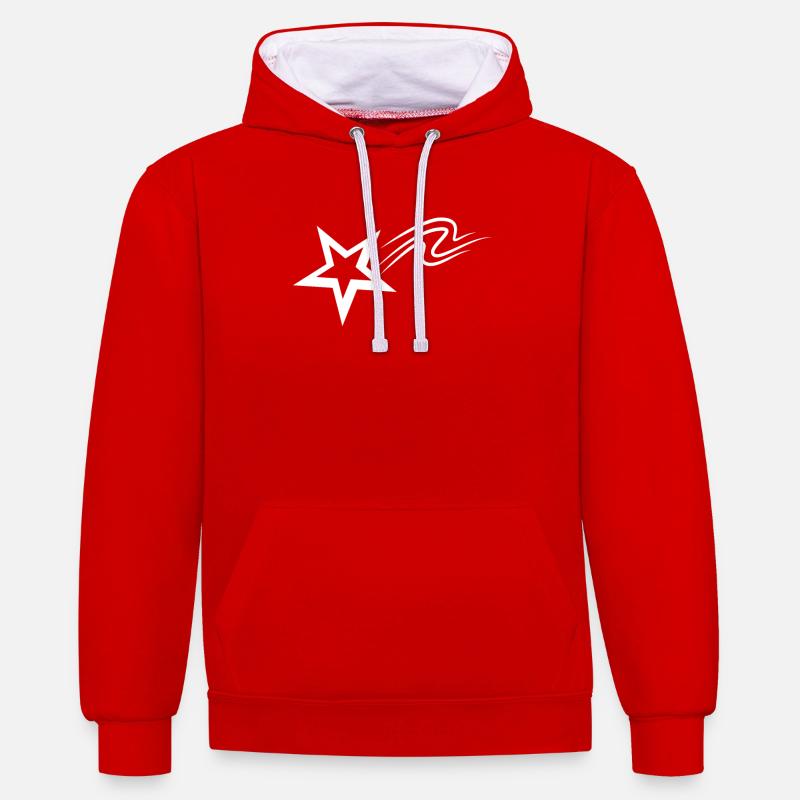 Idée cadeau Shooting Star - Sweat à capuche contrasté - rouge/blanc