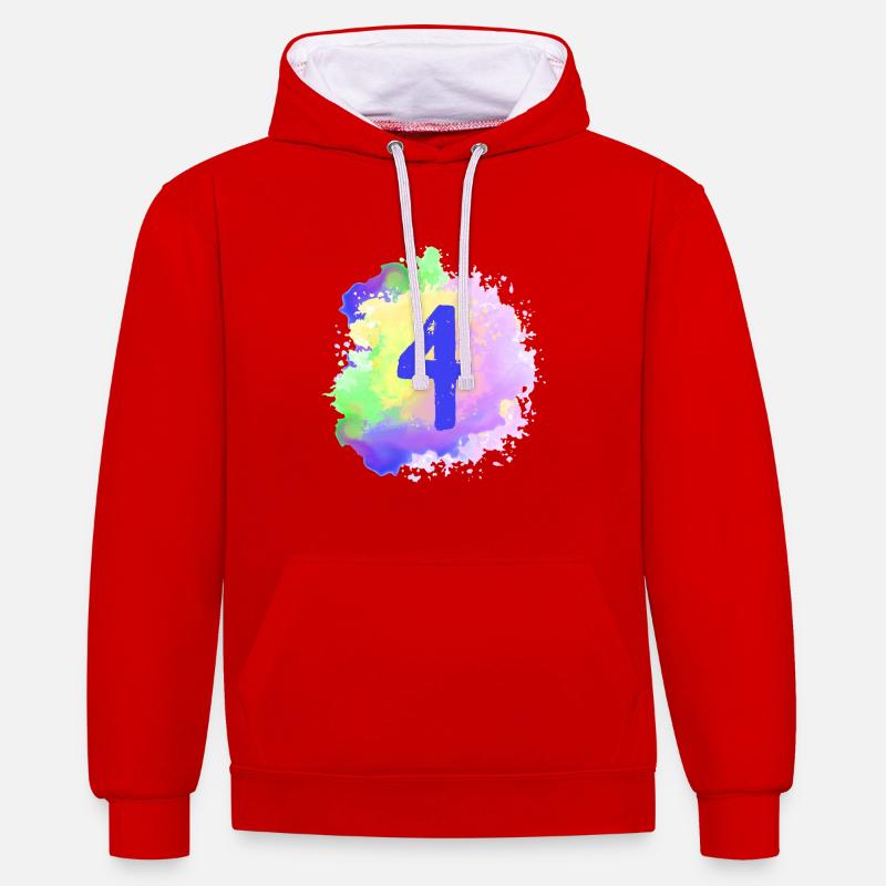 4 Nombre d’objets blob - Sweat à capuche contrasté - rouge/blanc