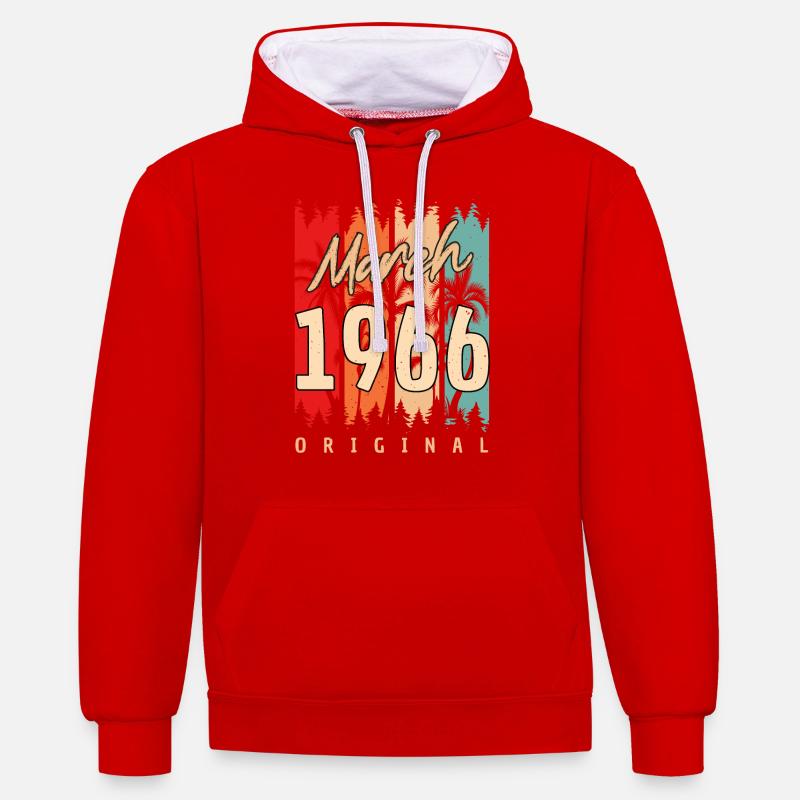 Original Mars 1966 Rétro - Sweat à capuche contrasté - rouge/blanc