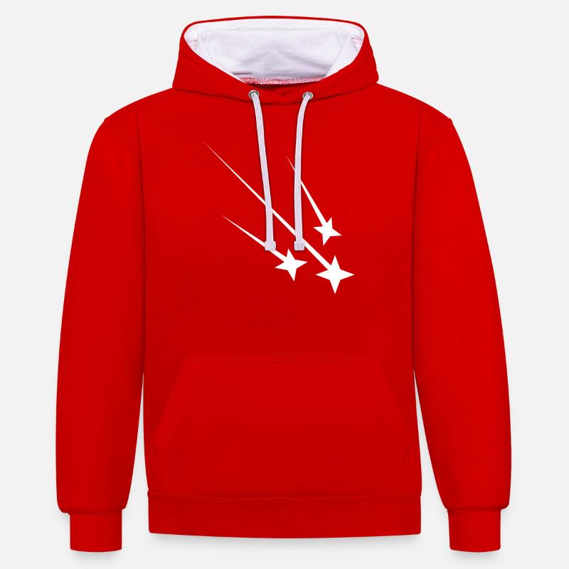 Étoiles filantes blanches - Sweat à capuche contrasté - rouge/blanc