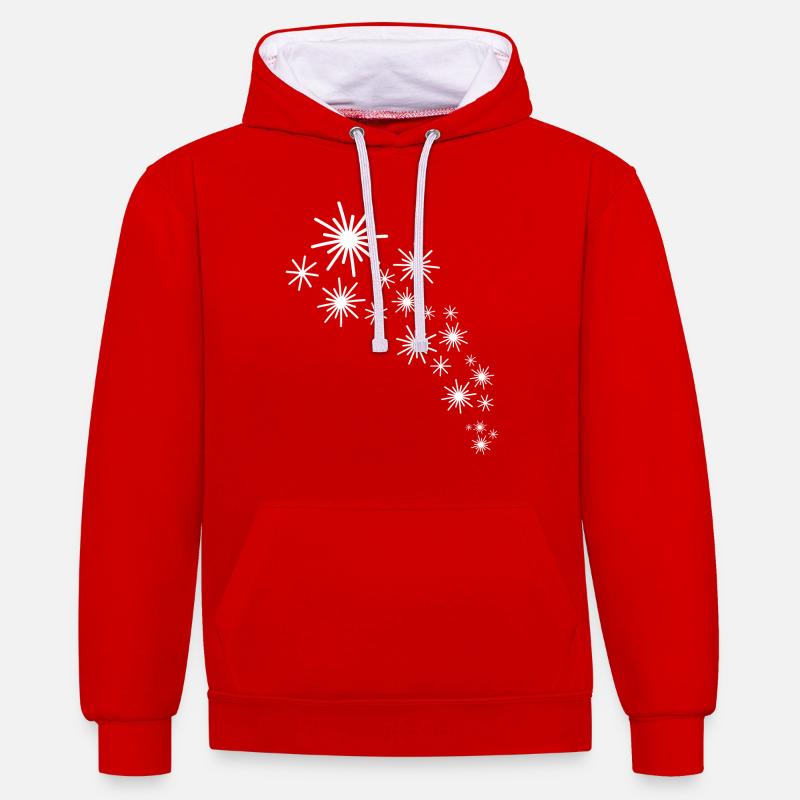 Étoiles blanches - Sweat à capuche contrasté - rouge/blanc