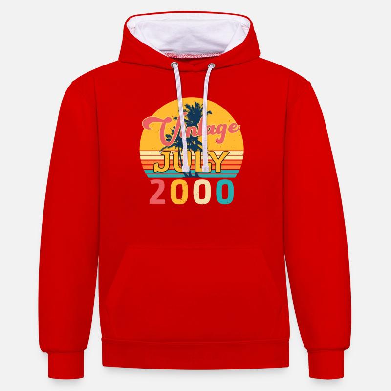 Année de construction Juillet 2000 - Sweat à capuche contrasté - rouge/blanc