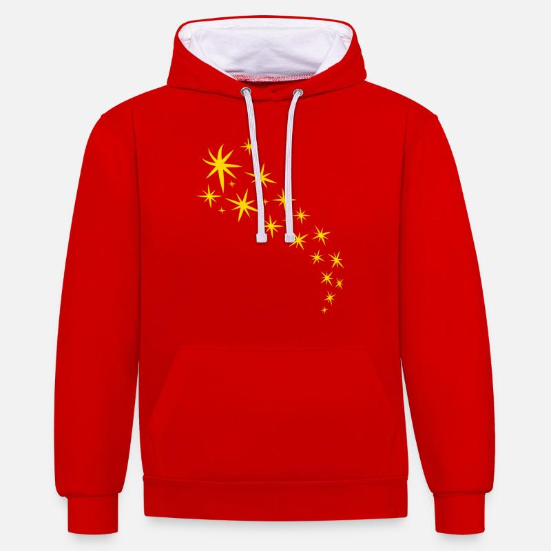 Starfleet Design Jaune - Sweat à capuche contrasté - rouge/blanc