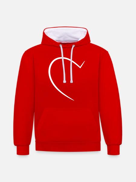Half White Heart - Contrast hoodie - red/white