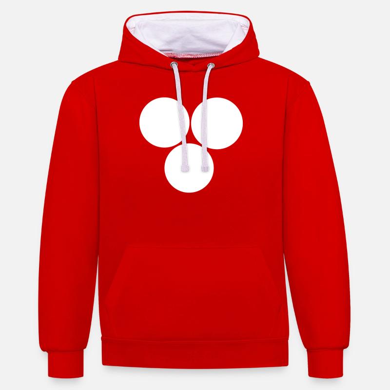 Trois cercles Blanc - Sweat à capuche contrasté - rouge/blanc