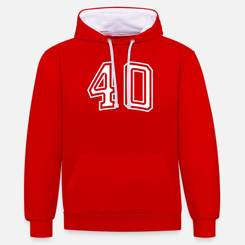 Numéro 40 Blanc - Sweat à capuche contrasté - rouge/blanc