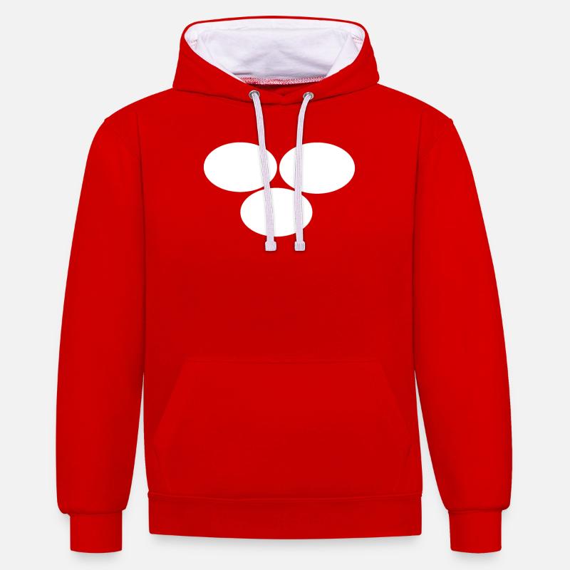 Trois points blancs - Sweat à capuche contrasté - rouge/blanc