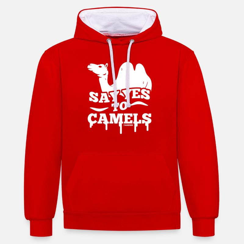 Dites oui aux chameaux - Sweat à capuche contrasté - rouge/blanc