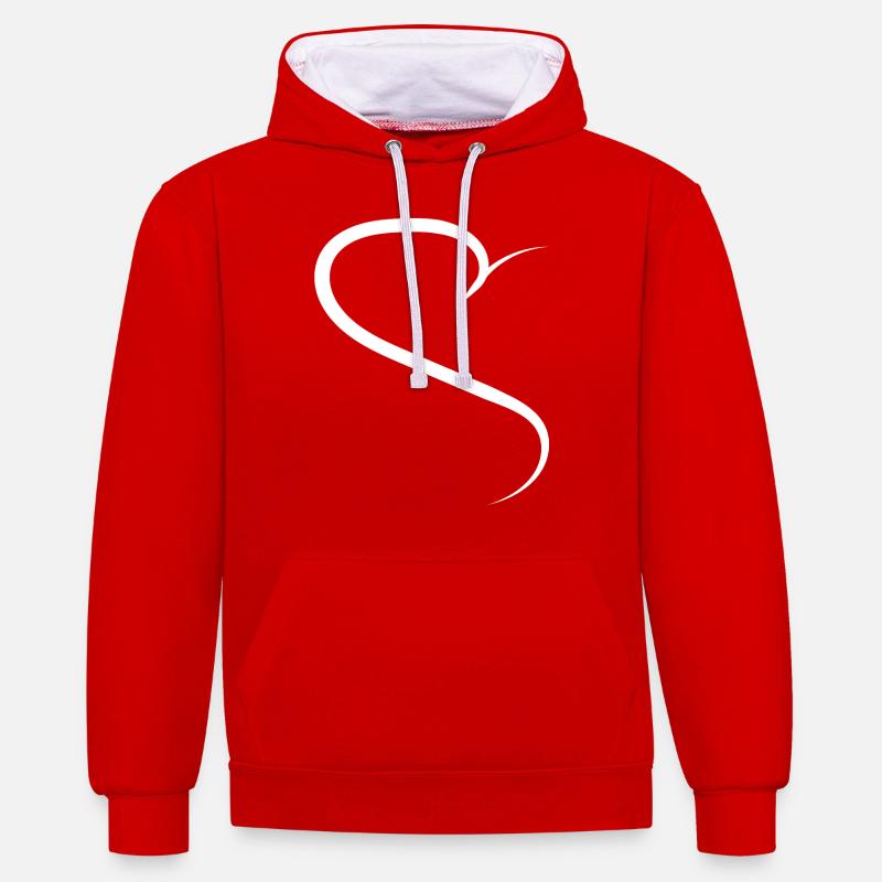 Conception demi-cœur blanc - Sweat à capuche contrasté - rouge/blanc
