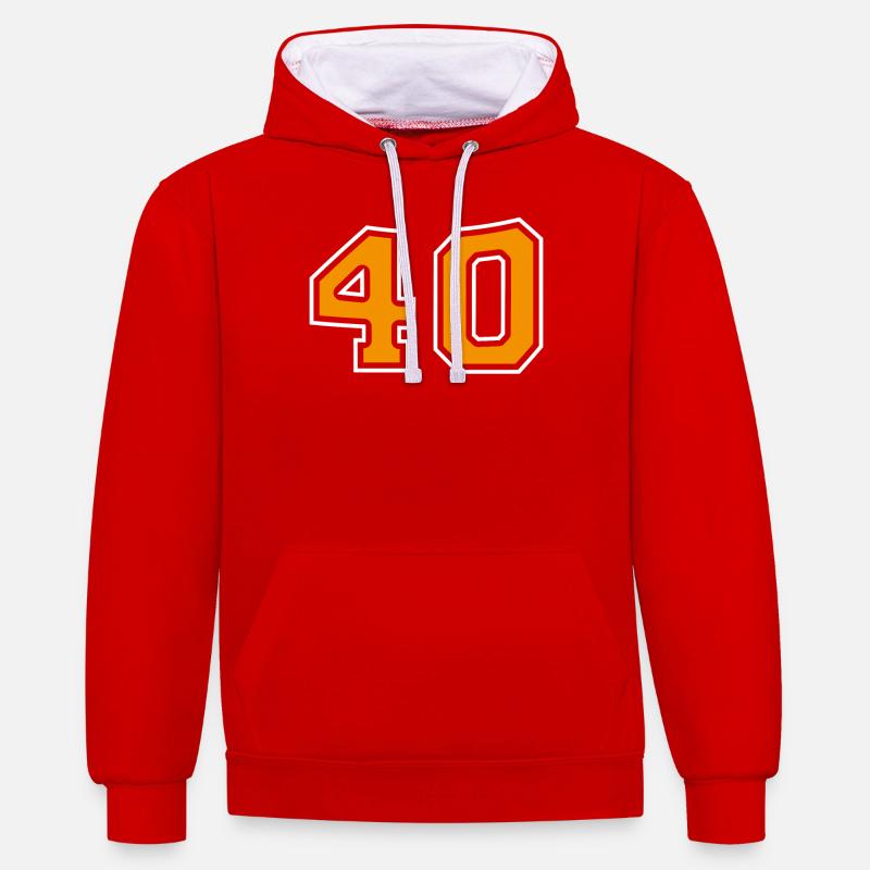 Numéro 40 Orange - Sweat à capuche contrasté - rouge/blanc