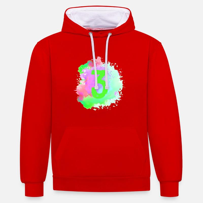 3 Nombre d’objets blob - Sweat à capuche contrasté - rouge/blanc