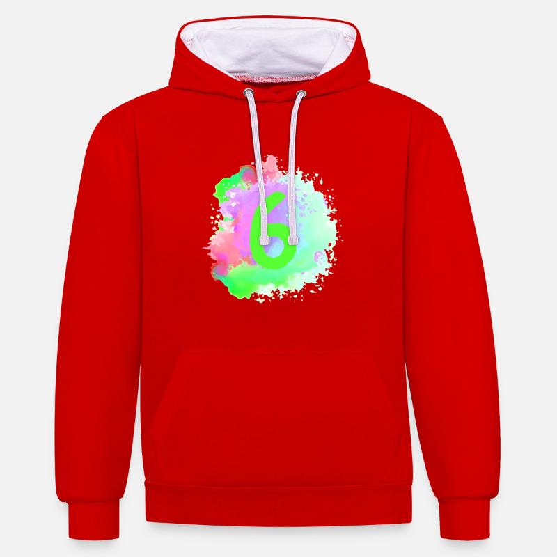 6 Nombre d’objets blob - Sweat à capuche contrasté - rouge/blanc