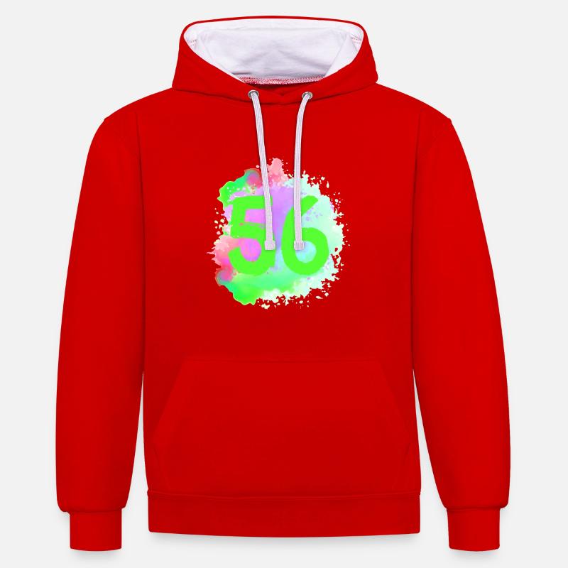 56 Nombre d’objets blob - Sweat à capuche contrasté - rouge/blanc