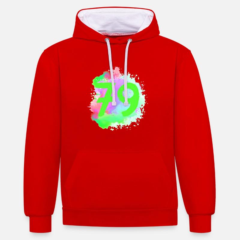 79 Nombre d’objets blob - Sweat à capuche contrasté - rouge/blanc
