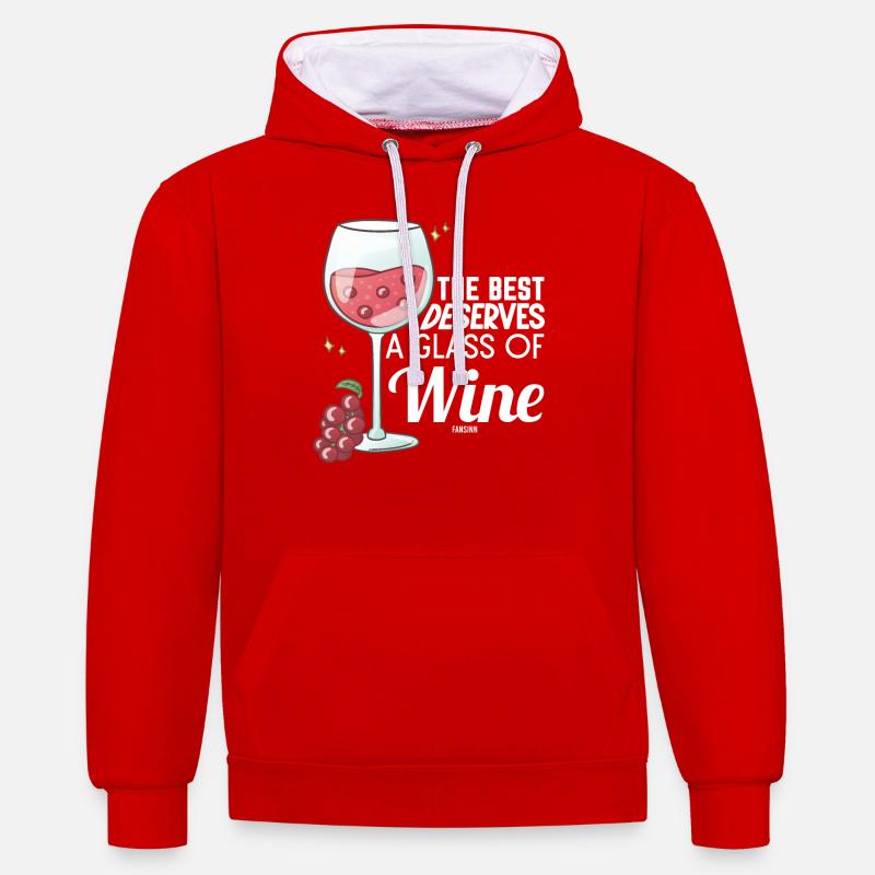Raisins Vin Verre Alcool - Sweat à capuche contrasté - rouge/blanc