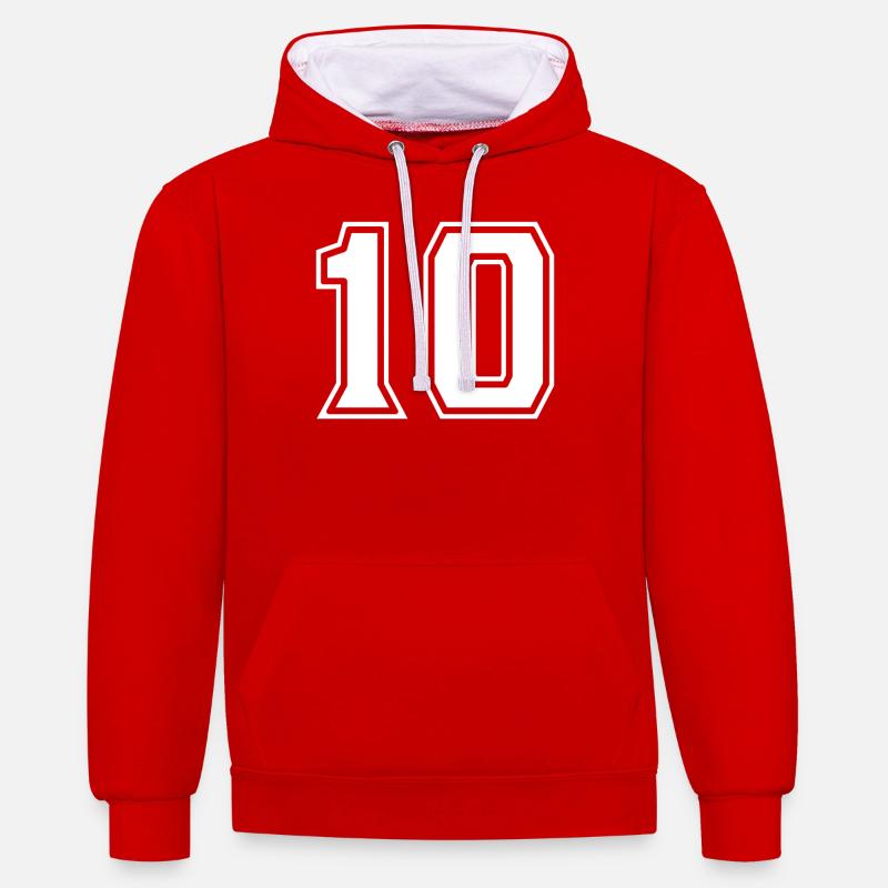 Blanc 10 - Sweat à capuche contrasté - rouge/blanc