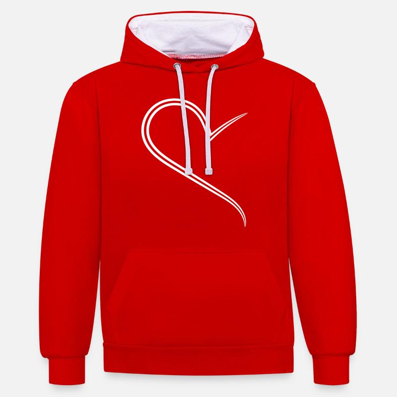Façon demi-cœur simple - Sweat à capuche contrasté - rouge/blanc