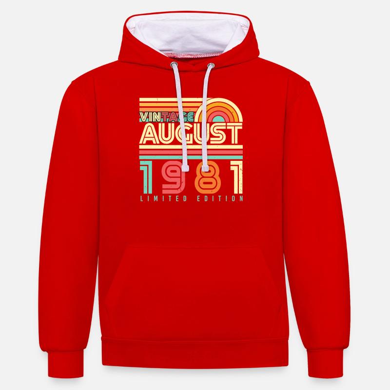 Août 1981 Millésime - Sweat à capuche contrasté - rouge/blanc