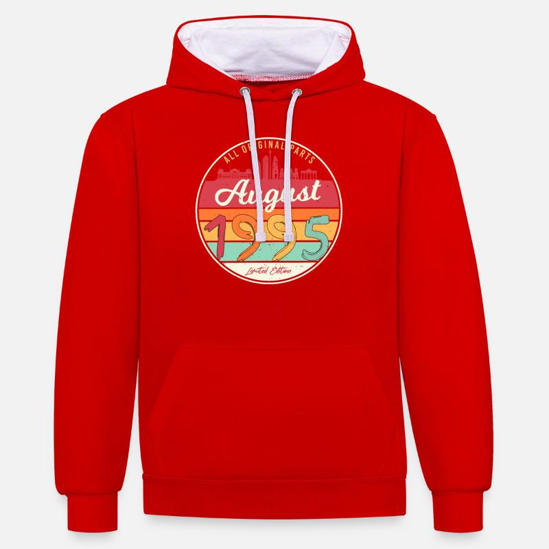 Année de construction Août 1995 - Sweat à capuche contrasté - rouge/blanc