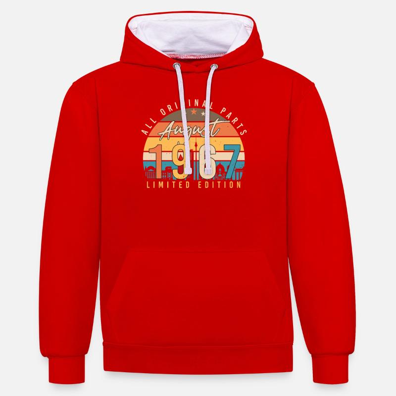 1967 Août Édition limitée - Sweat à capuche contrasté - rouge/blanc