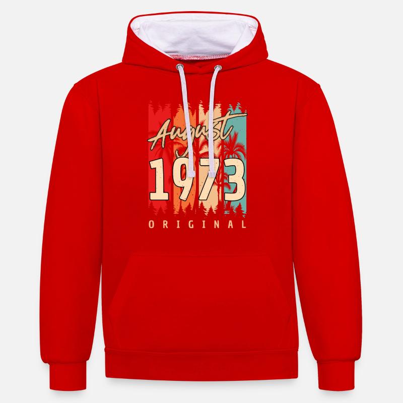 Août 1973 Millésime - Sweat à capuche contrasté - rouge/blanc