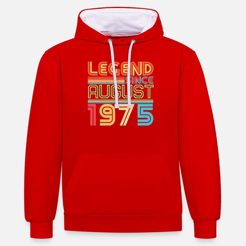 Août 1975 Idée cadeau - Sweat à capuche contrasté - rouge/blanc