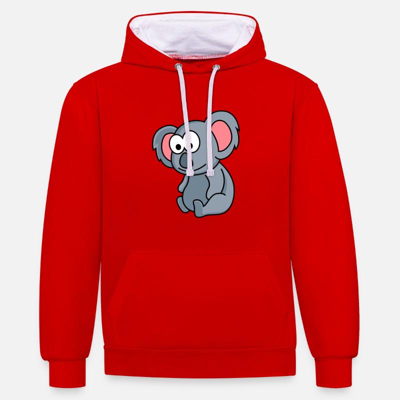 Koala Comic Animal - Sweat à capuche contrasté - rouge/blanc