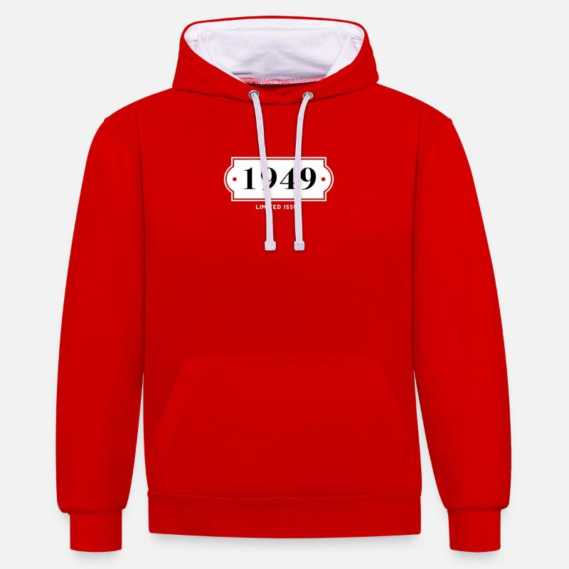 Drôle d’anniversaire numéro limité 1949 - Sweat à capuche contrasté - rouge/blanc