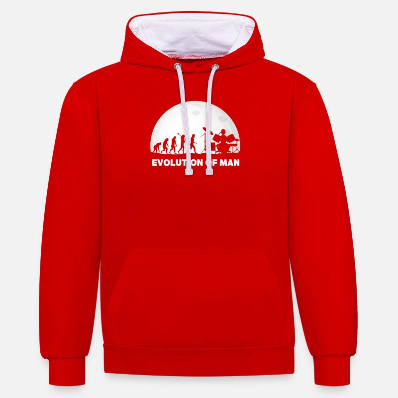 Schlagzeuger Evolution Drummer - Kontrast-Hoodie - Rot/Weiß