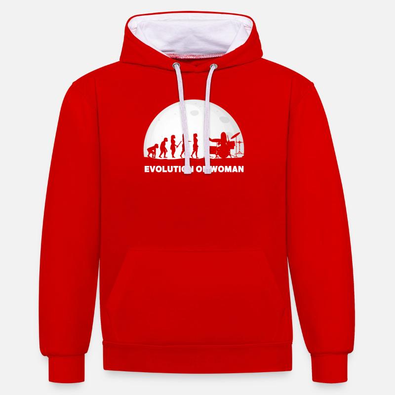 Schlagzeuger Evolution Batteur - Sweat à capuche contrasté - rouge/blanc