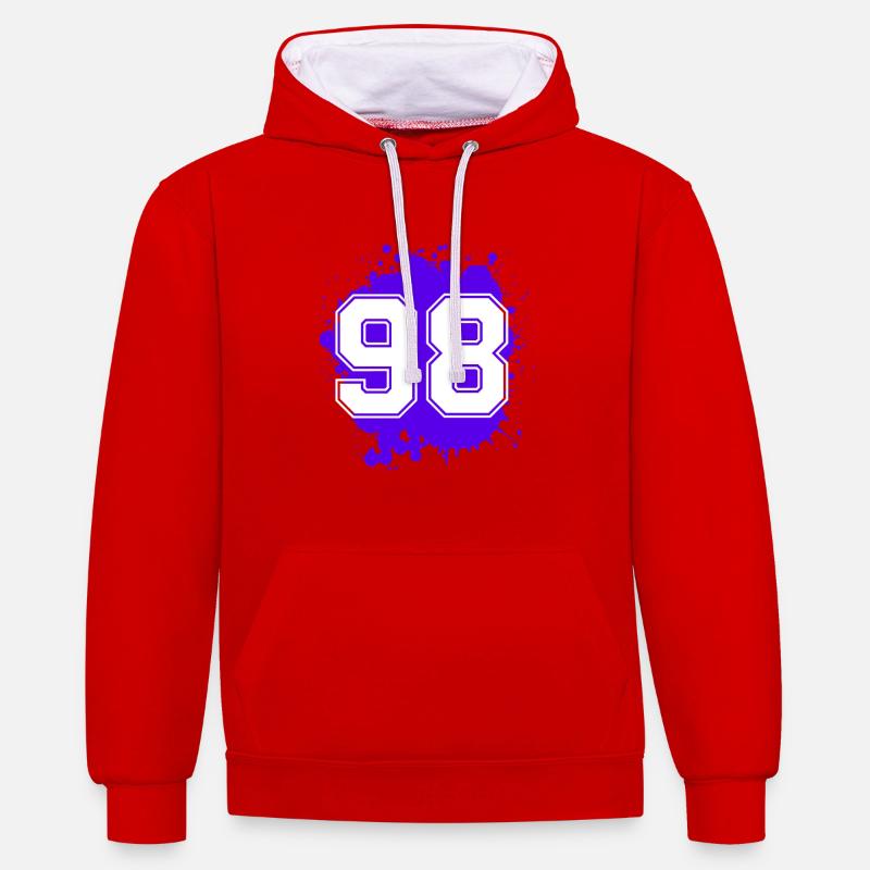 98 Nombre de Kklecks - Sweat à capuche contrasté - rouge/blanc