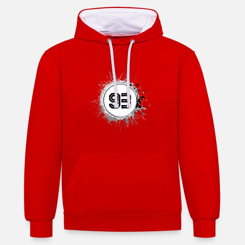 93 Nombre d’objets blob - Sweat à capuche contrasté - rouge/blanc