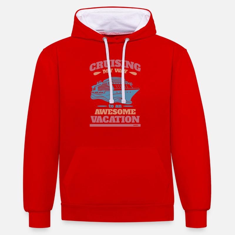 Croisière vers des vacances incroyables - Sweat à capuche contrasté - rouge/blanc