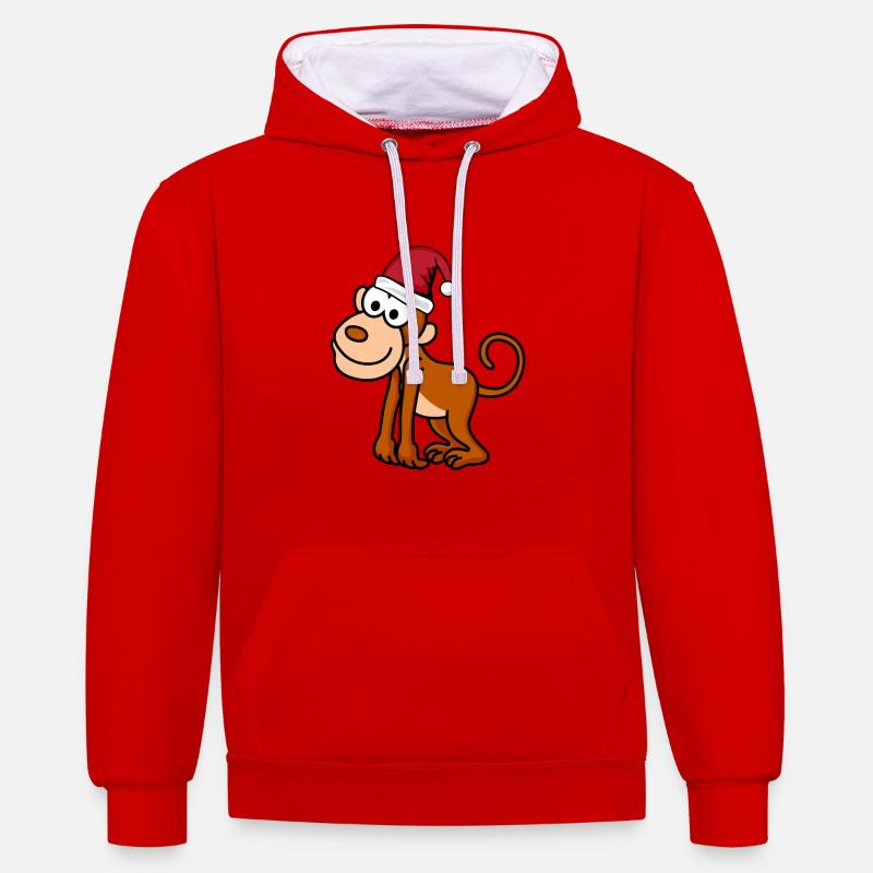 Singe Comic Christmas - Sweat à capuche contrasté - rouge/blanc