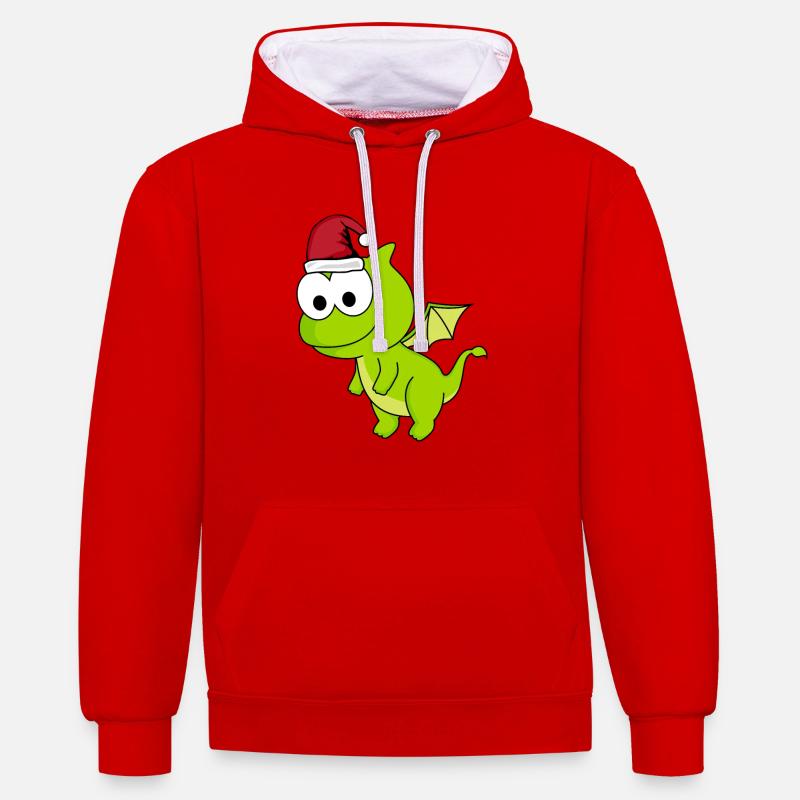 Dragon Comic Christmas - Sweat à capuche contrasté - rouge/blanc