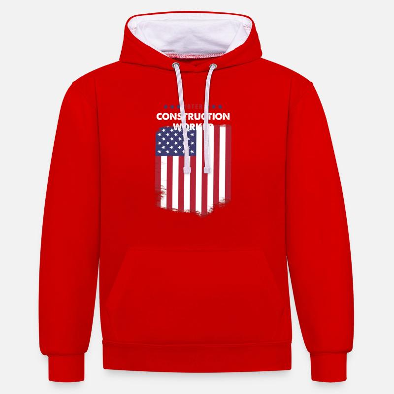 Électeur Ouvrier de la construction - Sweat à capuche contrasté - rouge/blanc