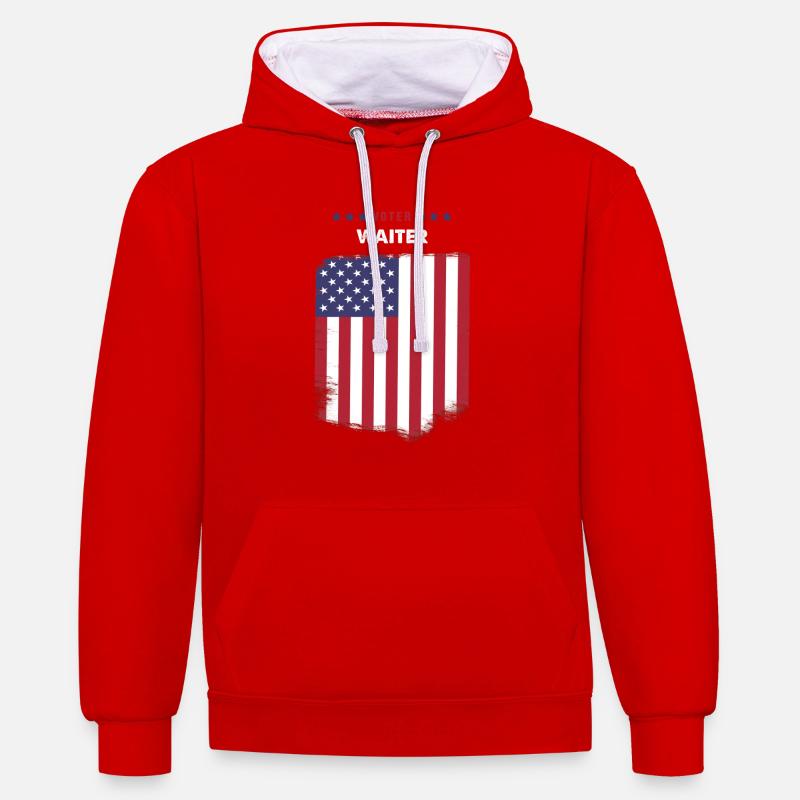 Wähler Kellner - Kontrast-Hoodie - Rot/Weiß