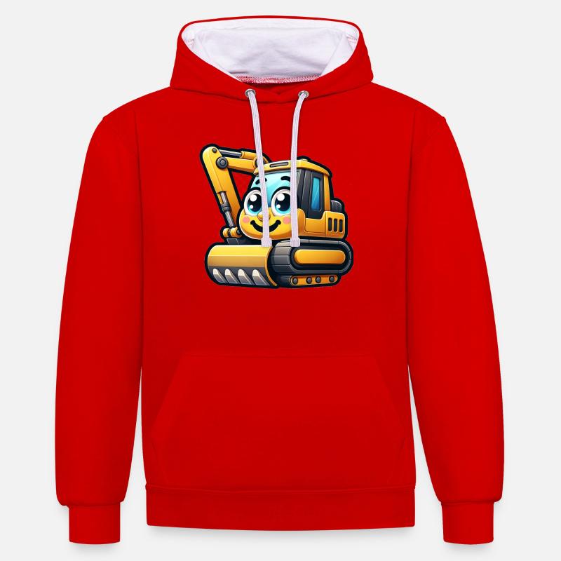 Bagger Design Geschenk Geschenkidee - Kontrast-Hoodie - Rot/Weiß