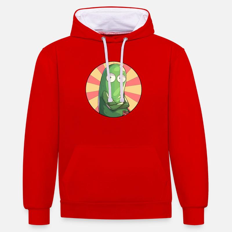 Concombre offensé - Sweat à capuche contrasté - rouge/blanc