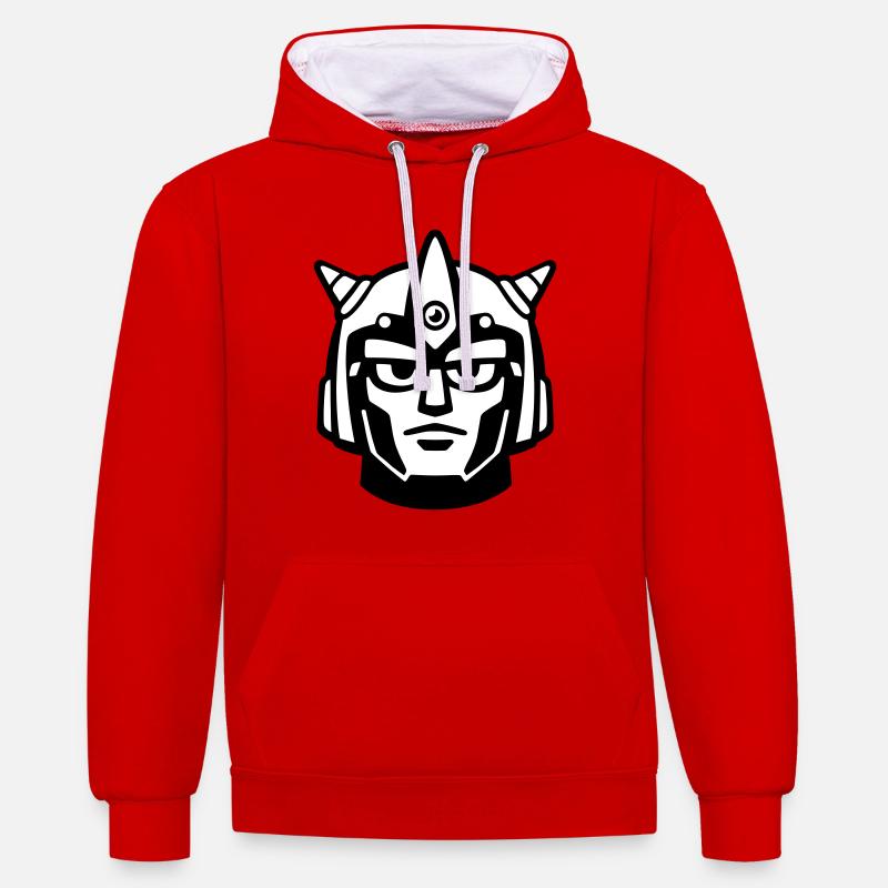 Casque de visage robot Doomforge - Sweat à capuche contrasté - rouge/blanc