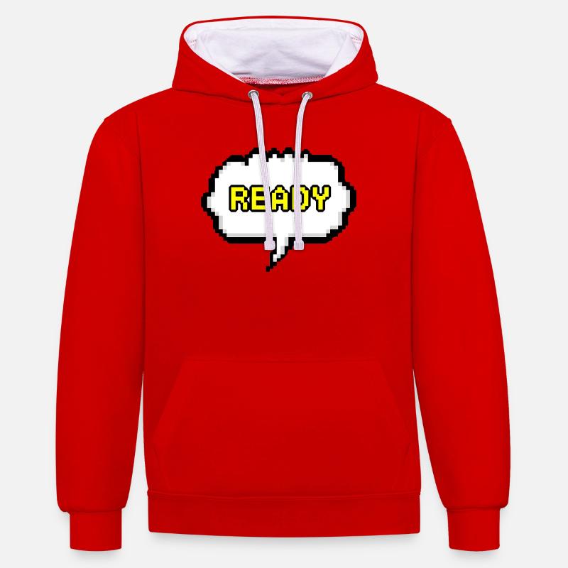 Bulle de dialogue Pixel Ready - Sweat à capuche contrasté - rouge/blanc