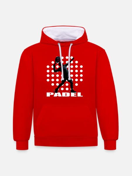 Padel - Kontrast-Hoodie - Rot/Weiß