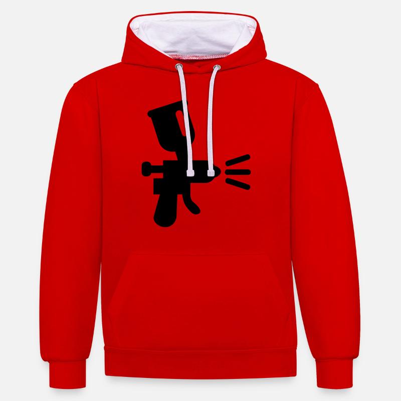 Laqueur - Sweat à capuche contrasté - rouge/blanc