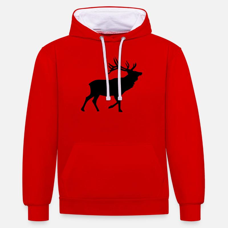 cerf - Sweat à capuche contrasté - rouge/blanc