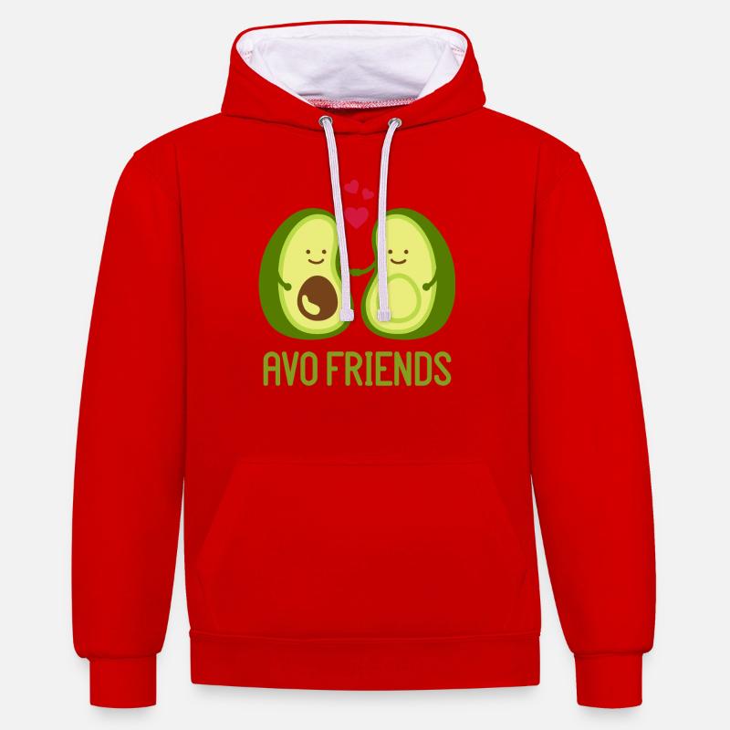 avocat - Sweat à capuche contrasté - rouge/blanc