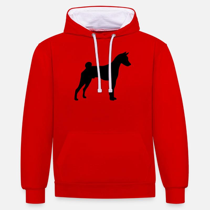 basenji - Sweat à capuche contrasté - rouge/blanc