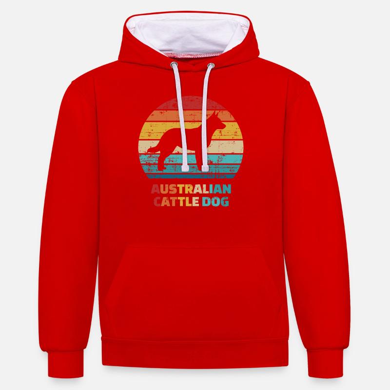 Cattledog australien - Sweat à capuche contrasté - rouge/blanc