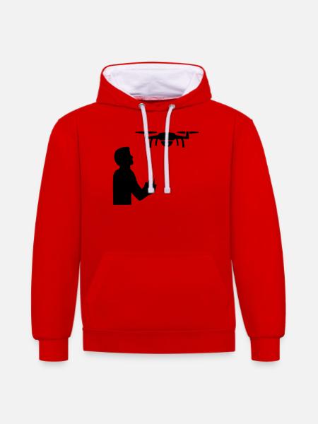 drone - Contrast hoodie - red/white
